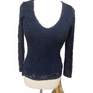 Abercrombie & Fitch Navy Blue Stretch Lace Top w/lining Small